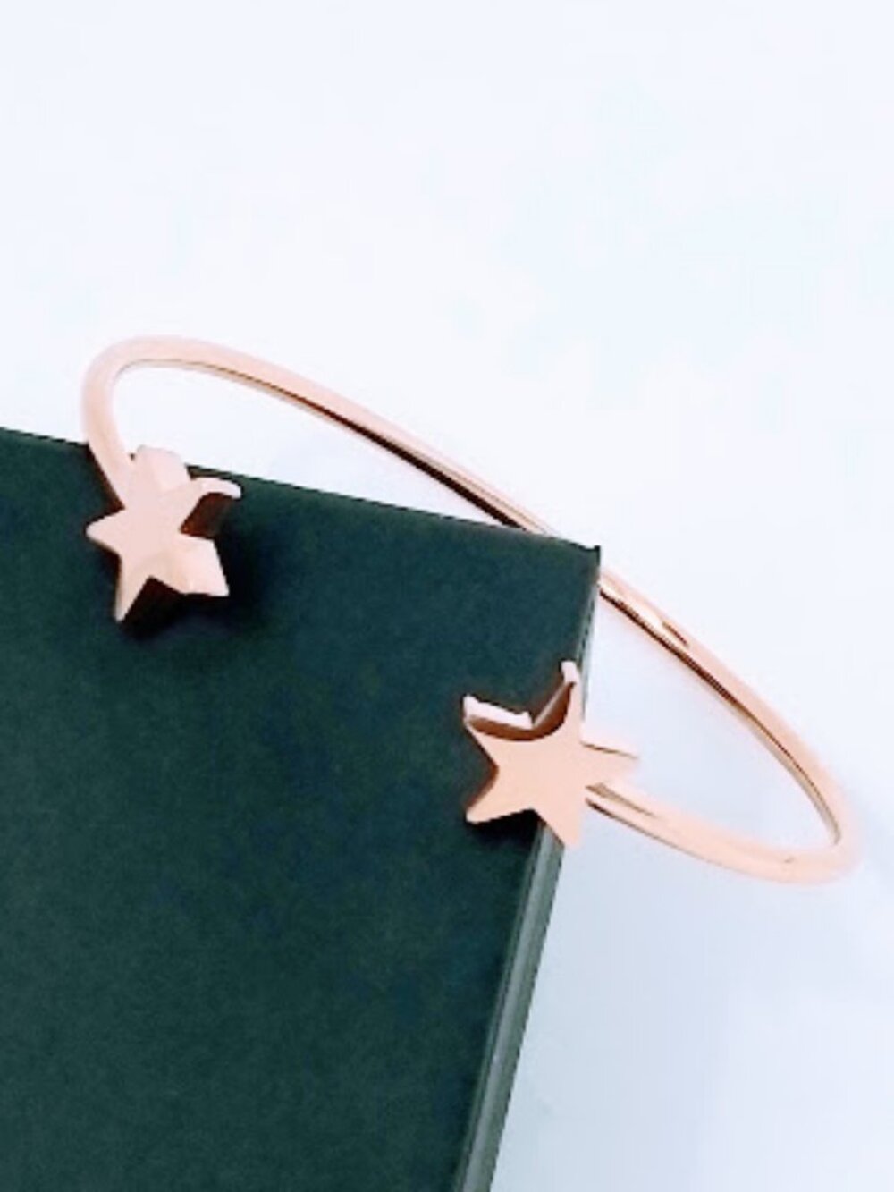 ⭐ 18k Gold Plated Star Bangle Bracelet 316L Stainless Steel | 17cm Rose Gold